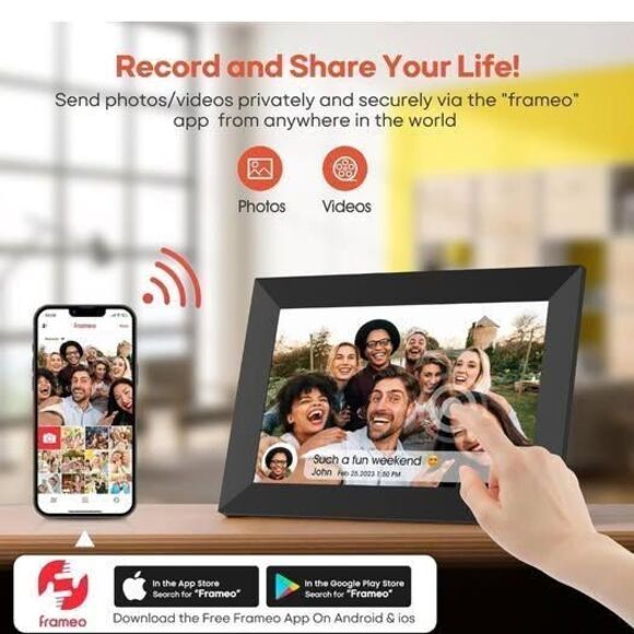 Smart WiFi photo frame Frameo 10.1" – HD digital picture frame with auto-rotate - Picture 3 of 6